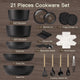 Nonstick Healthy Ceramic Coating Cookware Set Removable Handle Stackable Pots and Pans Oven Safe Induction Kitchen Set Space Saving 21pcs