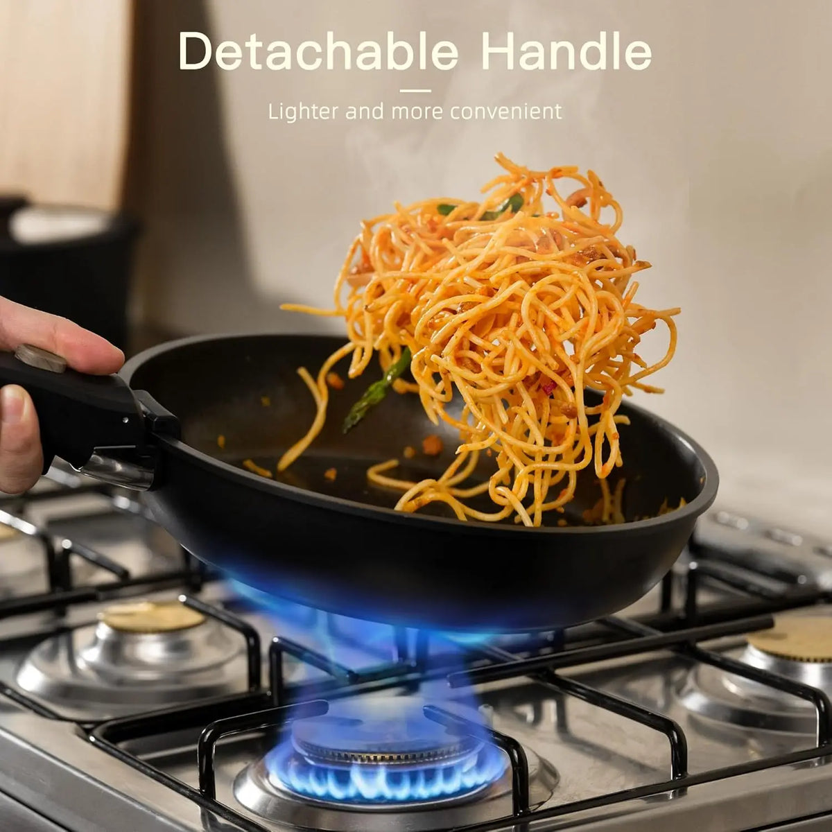 Nonstick Healthy Ceramic Coating Cookware Set Removable Handle Stackable Pots and Pans Oven Safe Induction Kitchen Set Space Saving 21pcs