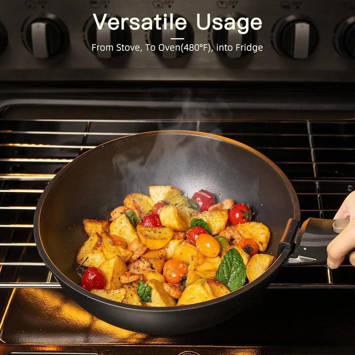 Nonstick Healthy Ceramic Coating Cookware Set Removable Handle Stackable Pots and Pans Oven Safe Induction Kitchen Set Space Saving 21pcs