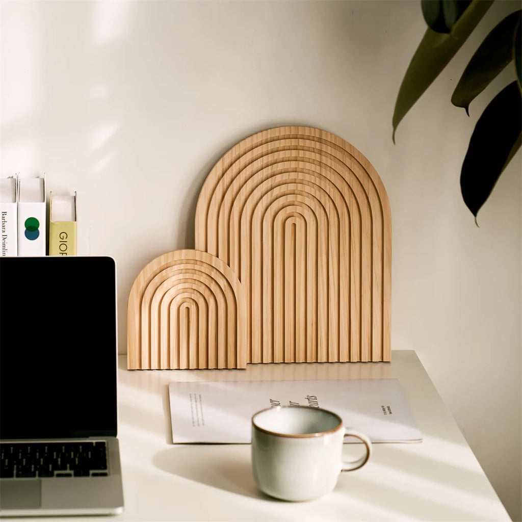 Wooden Wave Arch Shaped Cutting Board Boho Style Decorative Wooden Cutting Board Home Decor for Kitchen Dining Room Living Room