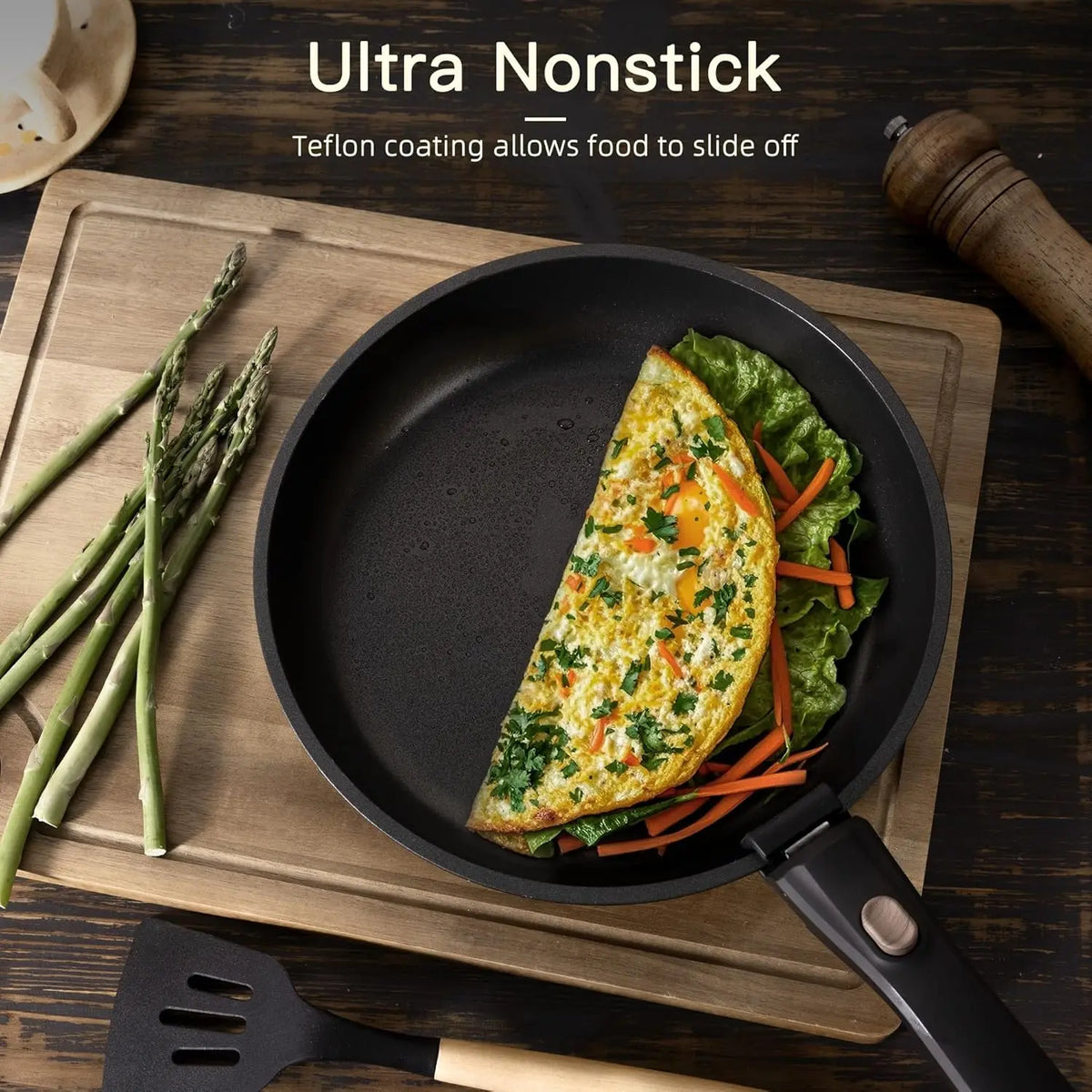 Nonstick Healthy Ceramic Coating Cookware Set Removable Handle Stackable Pots and Pans Oven Safe Induction Kitchen Set Space Saving 21pcs