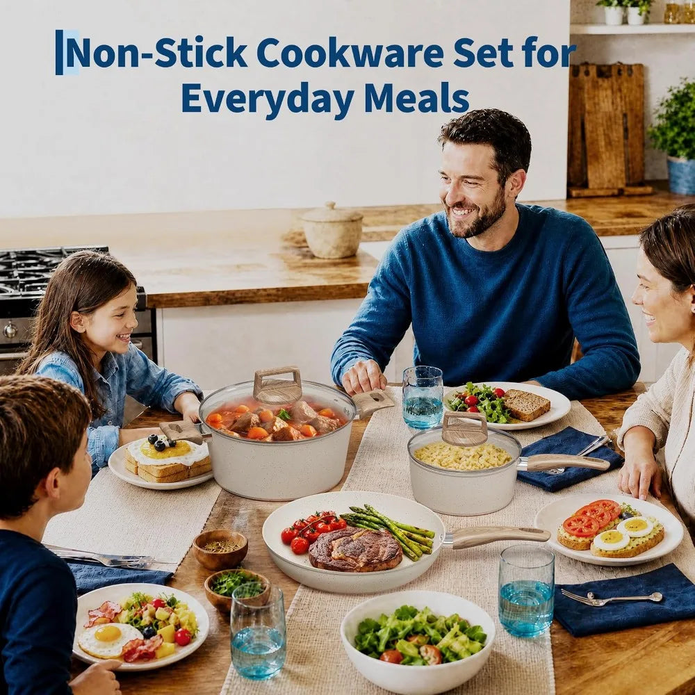 21Pcs Ceramic Cookware Pots and Pans Set Nonstick Cookware Set Ceramic Induction Kitchen Cooking Set