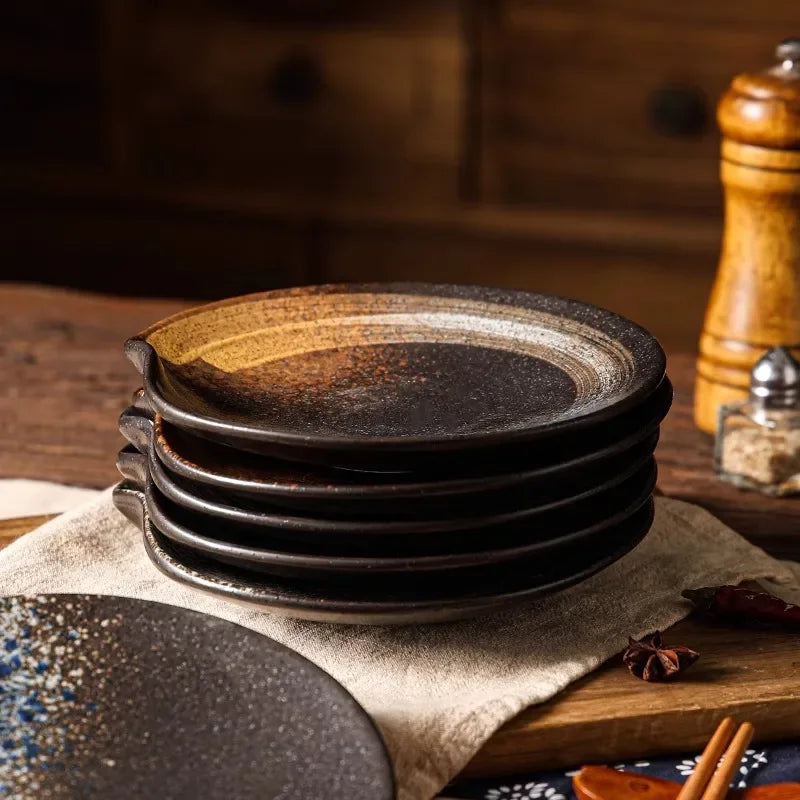 Retro Irregular Ceramic Plate Sashimi Sushi Plate Dessert Plate Pasta Dish Serving Plates Molecular Cuisine Restaurant Tableware