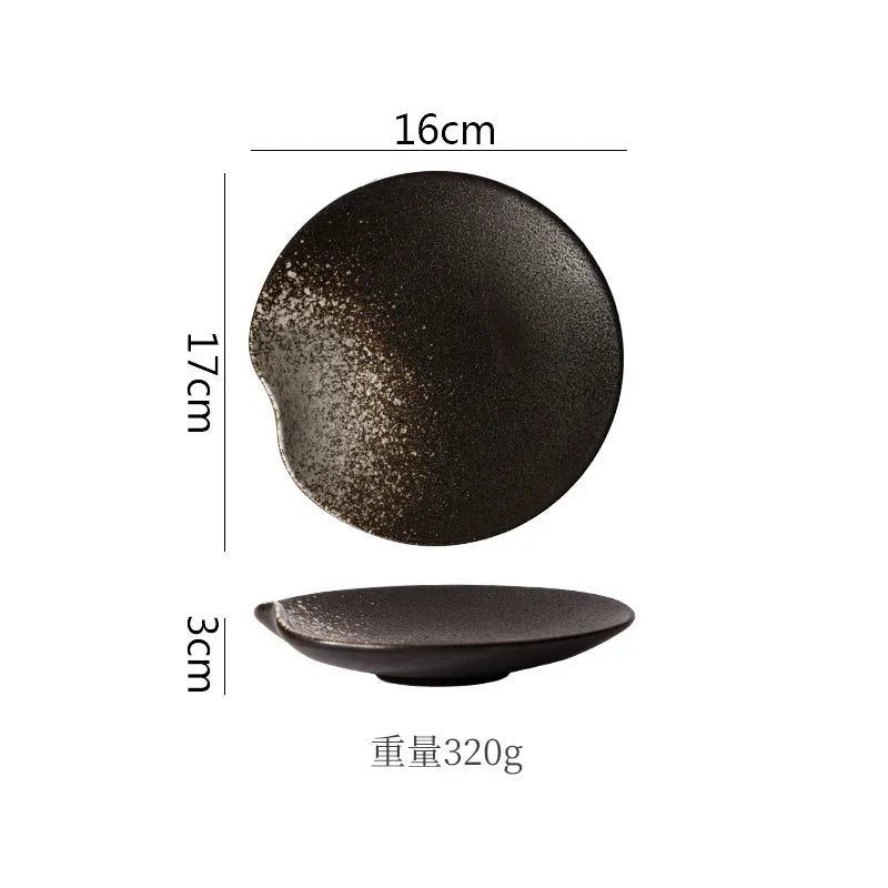 Retro Irregular Ceramic Plate Sashimi Sushi Plate Dessert Plate Pasta Dish Serving Plates Molecular Cuisine Restaurant Tableware