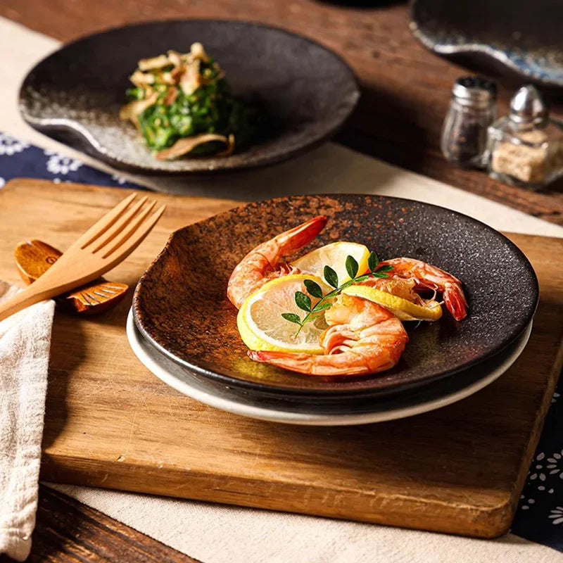 Retro Irregular Ceramic Plate Sashimi Sushi Plate Dessert Plate Pasta Dish Serving Plates Molecular Cuisine Restaurant Tableware