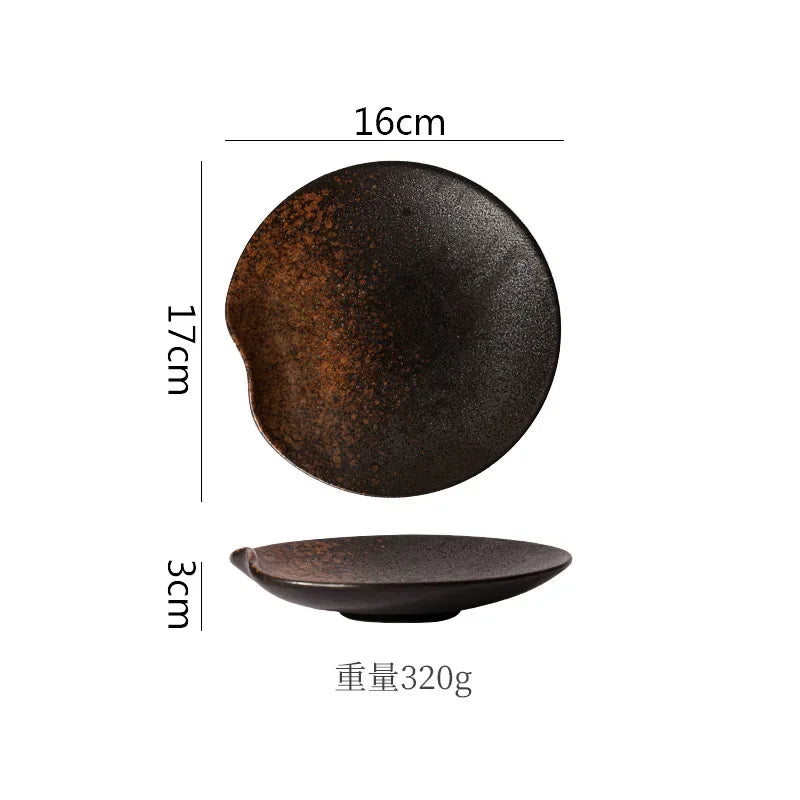 Retro Irregular Ceramic Plate Sashimi Sushi Plate Dessert Plate Pasta Dish Serving Plates Molecular Cuisine Restaurant Tableware