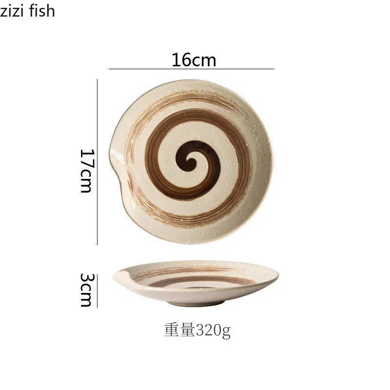 Retro Irregular Ceramic Plate Sashimi Sushi Plate Dessert Plate Pasta Dish Serving Plates Molecular Cuisine Restaurant Tableware