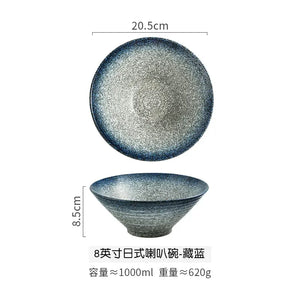 Creative Ceramic Bowl Japanese Ramen Bowl Household Soup Noodle Large Bucket Horn Bowl Tableware Set