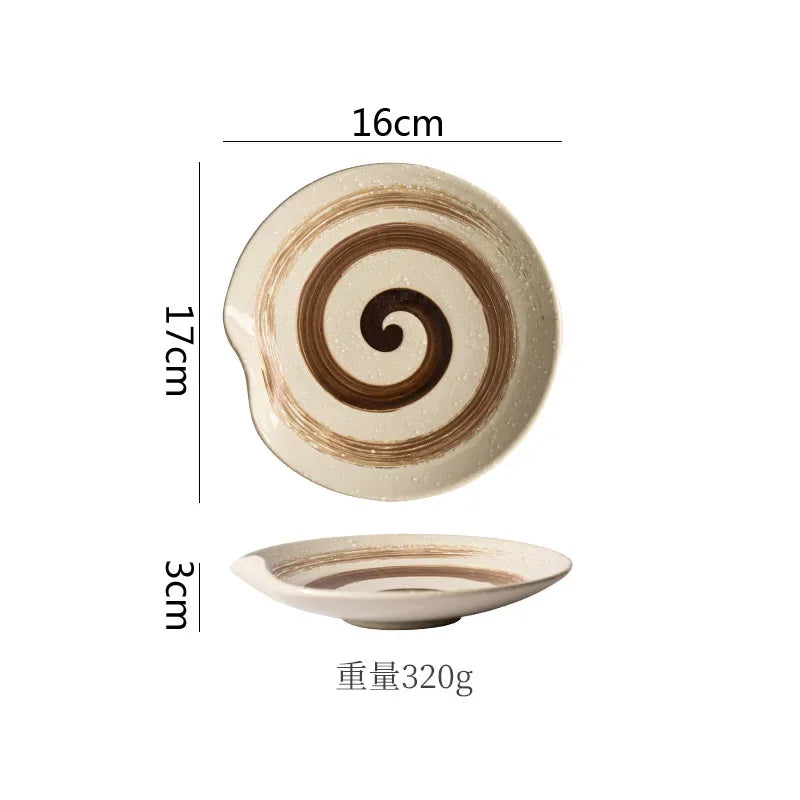 Retro Irregular Ceramic Plate Sashimi Sushi Plate Dessert Plate Pasta Dish Serving Plates Molecular Cuisine Restaurant Tableware
