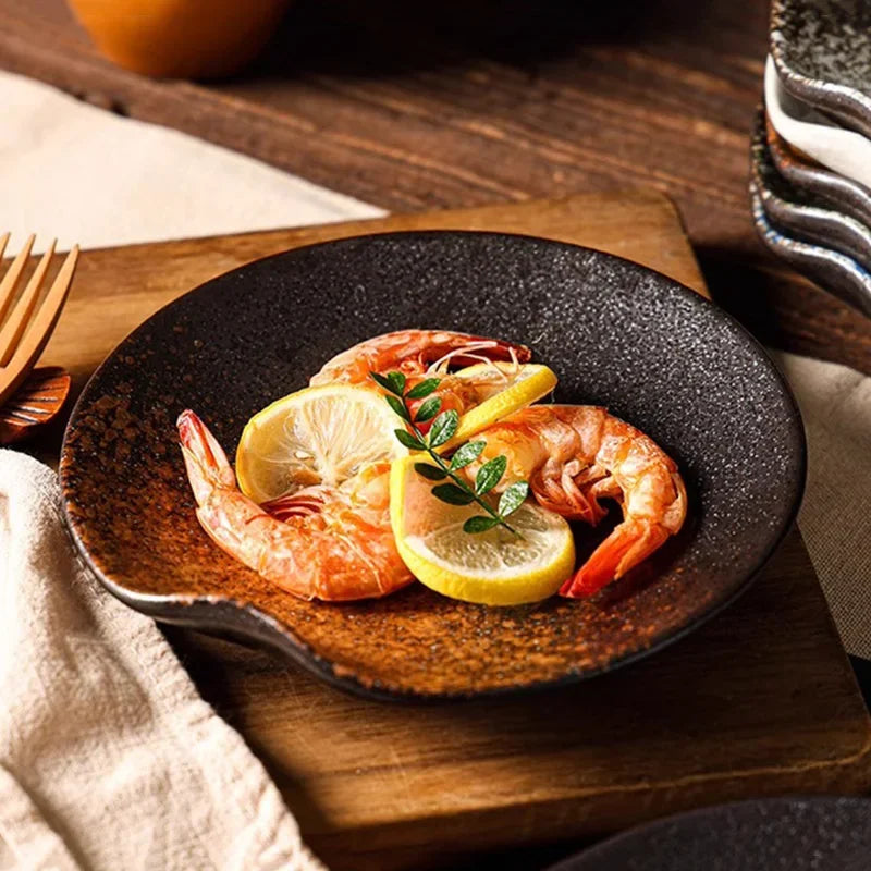 Retro Irregular Ceramic Plate Sashimi Sushi Plate Dessert Plate Pasta Dish Serving Plates Molecular Cuisine Restaurant Tableware