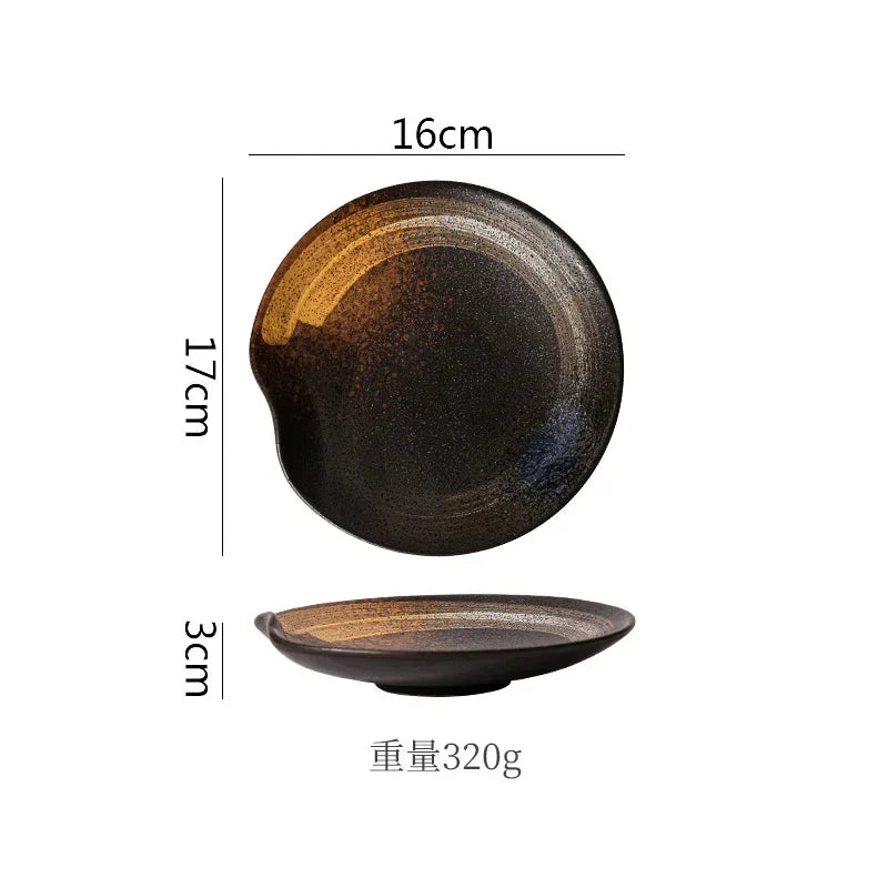 Retro Irregular Ceramic Plate Sashimi Sushi Plate Dessert Plate Pasta Dish Serving Plates Molecular Cuisine Restaurant Tableware