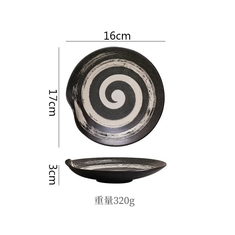 Retro Irregular Ceramic Plate Sashimi Sushi Plate Dessert Plate Pasta Dish Serving Plates Molecular Cuisine Restaurant Tableware